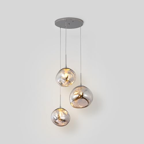 Barcelona Led Pendelleuchte Dreifach Aus Verchromtem Glas Kadnis