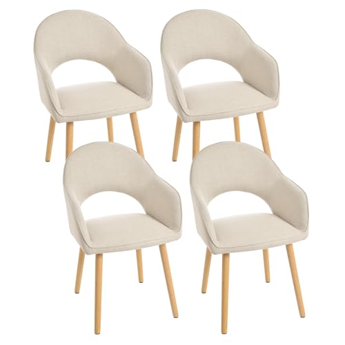 Goeurvant Esszimmerst Hle Beige Holzbeine Mit Armlehne 4er