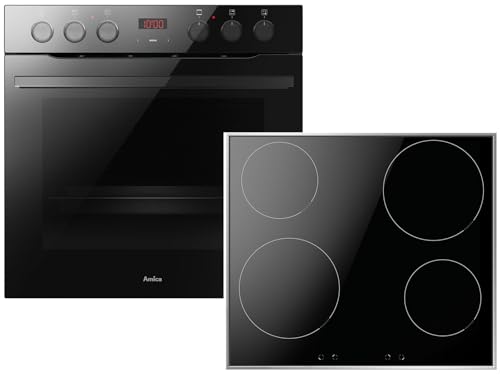 Amica Einbauherd Set Induktionskochfeld Teleskopauszug Timer Umluft Schwarz