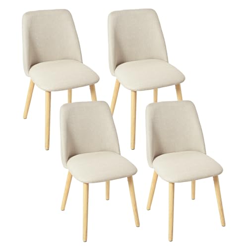 Goeurvant Esszimmerst Hle Beige 4er Set Holzbeine Polsterstuhl