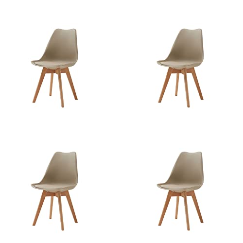 Hjhomeheart Esszimmerstuhl 4er Set Massivholzbeine Abnehmbares Stuhlkissen K