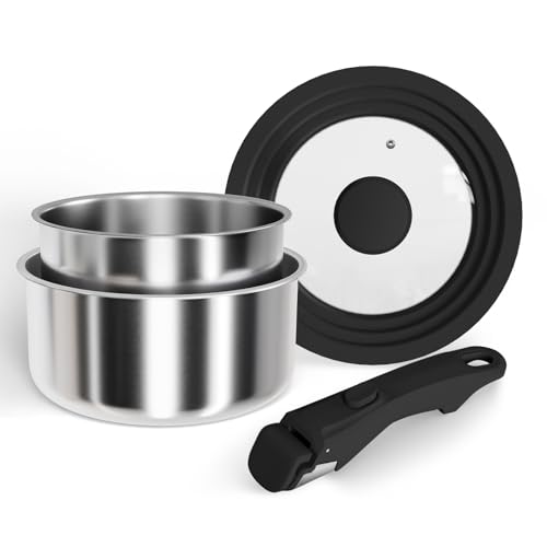 Abijan Topfset Abnehmbarer Griff Edelstahl Kochtopf Set Induktion