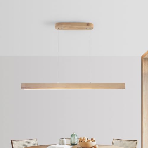 Schindora Pendelleuchte Esstisch Holz Dimmbar Led 80cm Nat