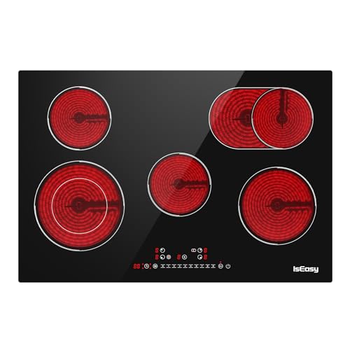Glaskeramikkochfeld 5 Platten Iseasy Kochfelder 77cm 8600w 5