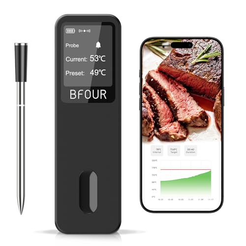 Bfour 2025 Fleischthermometer Kabellos Smart Bluetooth Grillthermometer Doppelalarm