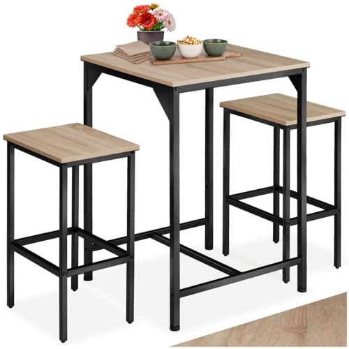 Tectake Bartisch Set 3 Teilig 1x Hochtisch Mit