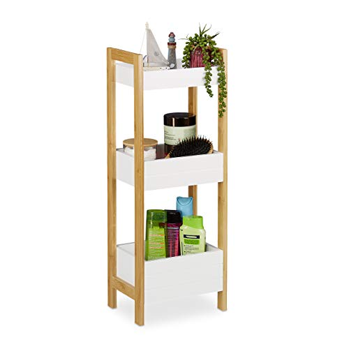Relaxdays Badregal Mit 3 K Rben Standregal Bambus
