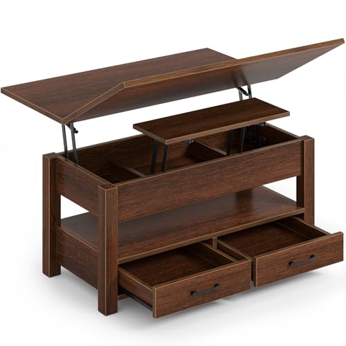 Rolanstar Couchtisch H Henverstellbar Wohnzimmertisch Mit Schublade Verstecktem