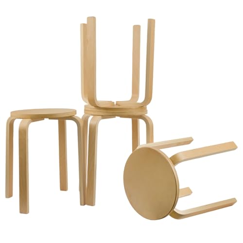 Greensappire 4er Set Holz Esszimmerhocker Stapelbare Sitzhocker Aus