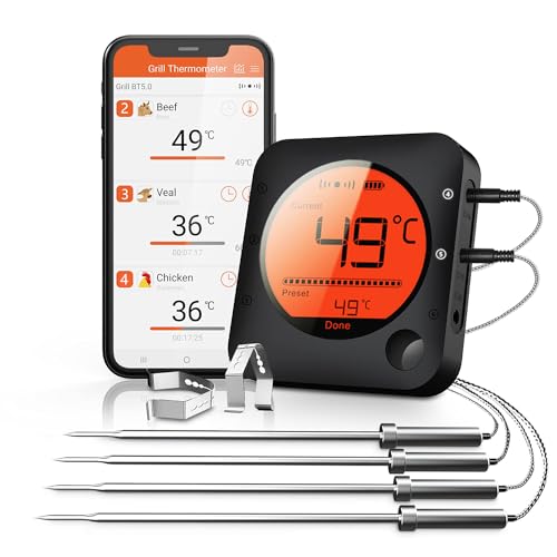 Bfour 100m Grillthermometer Bluetooth Fleischthermometer Kabelloses Mit 4