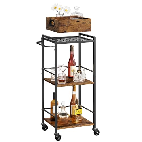 Vasagle Servierwagen K Chenwagen Abnehmbares Tablett Mit Verstellbaren