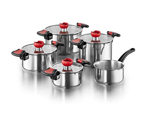 Kopf Kochtopf Set Nelo 9 Teilig Aus Edelstahl