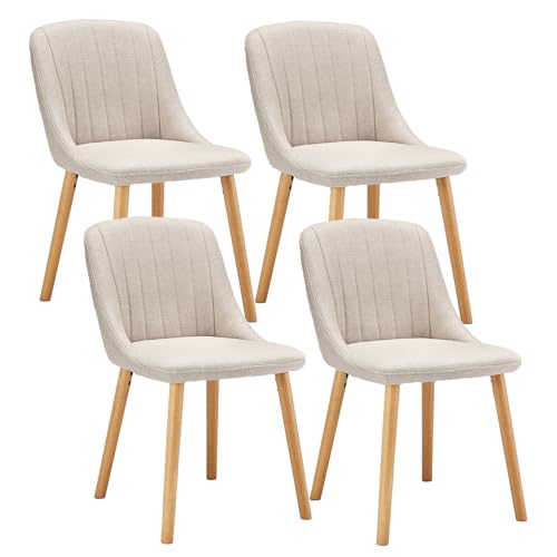 Goeurvant Esszimmerst Hle Beige 4er Set Holzbeine Polsterstuhl