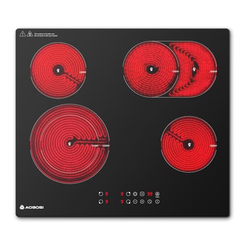 Aobosi Glaskeramikkochfeld 4 Platten 60cm Herdplatte 4 Kochfelder