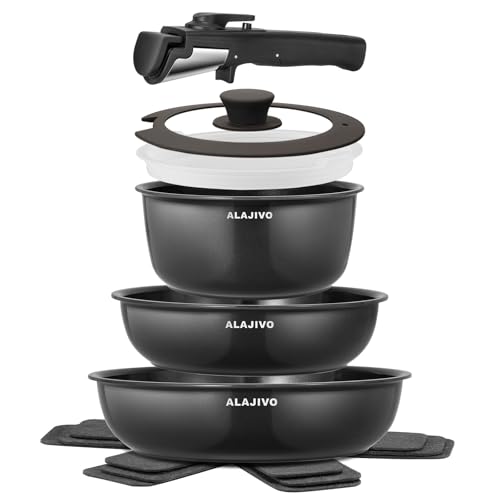 Topfset Mit Abnehmbarer Griff 9 Teilig Topfsets Pfannenset