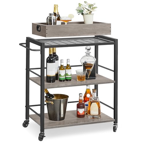 Vasagle Servierwagen K Chenwagen Abnehmbares Tablett Mit Verstellbaren