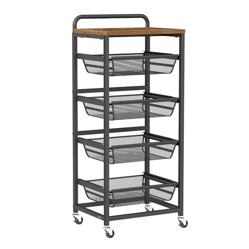 Vasagle Sevierwagen Mit 5 Ebenen Rollwagen Mit Herausziehbaren