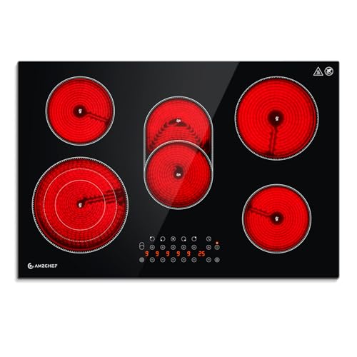 Amzchef Glaskeramikkochfeld 5 Zonen Einbau Keramikkochfeld 77cm Mit
