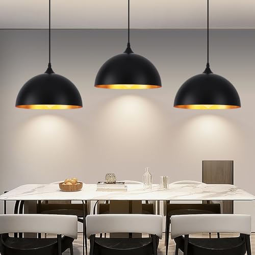 Lwytjo 3er Set Pendelleuchte Esstisch Schwarz Gold H