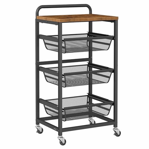 Vasagle Sevierwagen Mit 4 Ebenen Rollwagen Mit Herausziehbaren