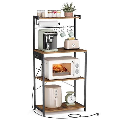 Vasagle K Chenregal Mit Steckdosen Standregal Mikrowellen Regal
