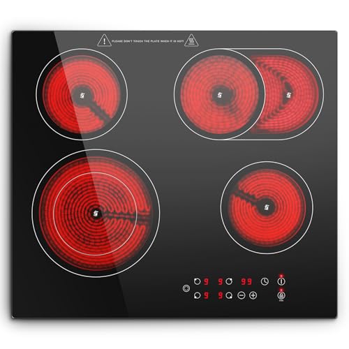 Kichpower Glaskeramikkochfeld 4 Platten Einbau Kochfeld 60cm Herdplatte