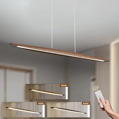 Yyutluo Led Holz Pendelleuchte Esstisch Pendelleuchte Braun Dimmbar