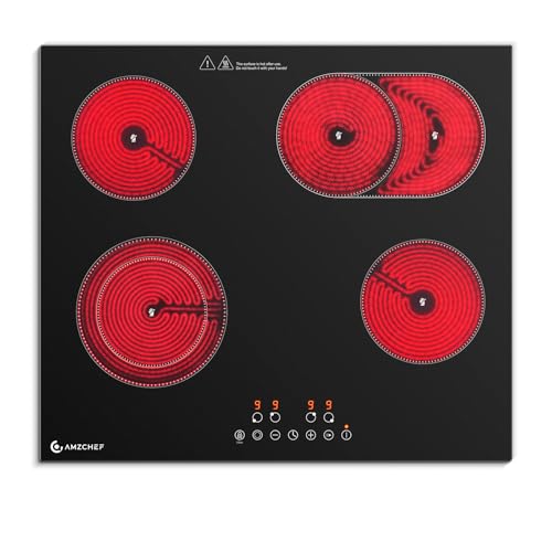 Amzchef Glaskeramikkochfeld 4 Platten 7200w Herdplatte 4 Kochfelder
