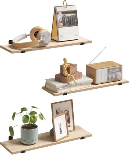 Eugad Wandregal 3er Set Schweberegal 60cm Hell Eiche