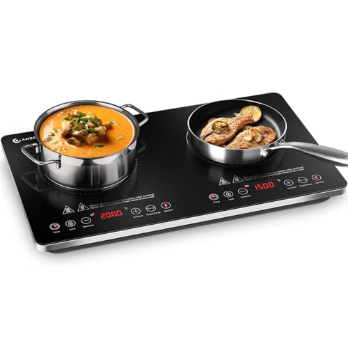 Amzchef Induktionskochfeld 2 Platten Freistehend Induktionskochplatte 2 Platten