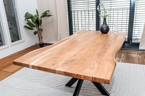 Linele Baumkantentisch 160x85x77cm Tischplatte 3 5cm Massivholz Esstisch