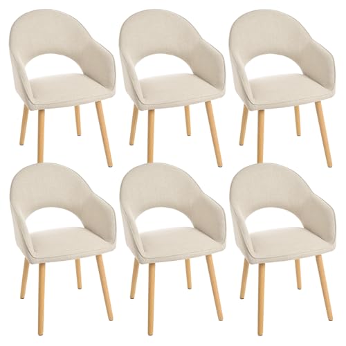 Goeurvant Esszimmerst Hle Beige 6er Set Holzbeine Mit