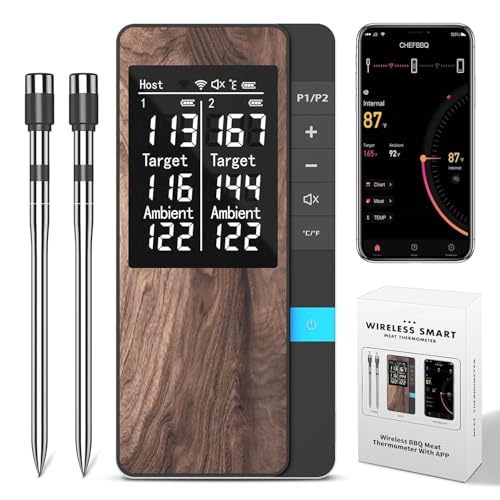 Pakinui Fleischthermometer Kabellos Meat Grill Thermometer Mit Doppelsonde