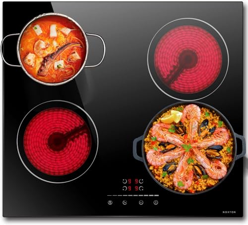 Noxton Autarkes Glaskeramikkochfeld 4 Zonen Keramikkochfelder Eingebautes Elektrisches