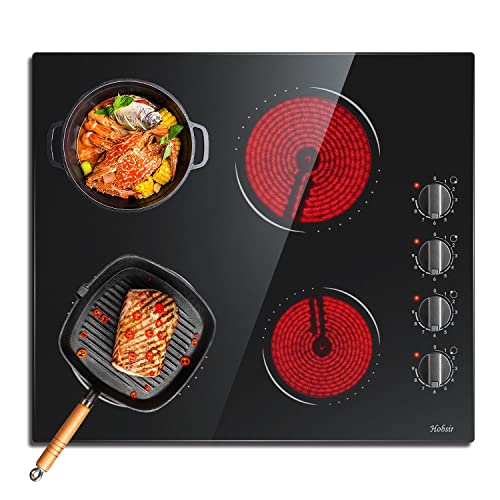 Glaskeramikkochfeld 4 Zonen Kochfeld Autark Schwarz Knopf Glaskeramik