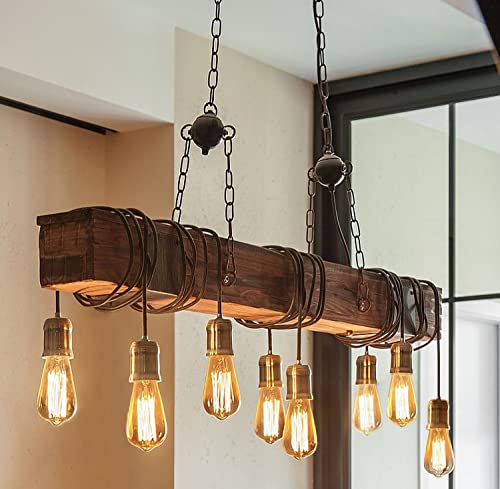 H W S Pendelleuchte Holz Pendellampe Industrial Schwarz